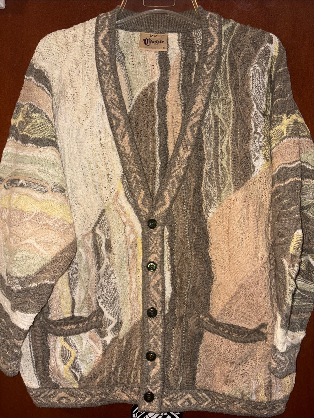Vtg COOGI Multicolor Earth Tone Knit Cardigan sweater